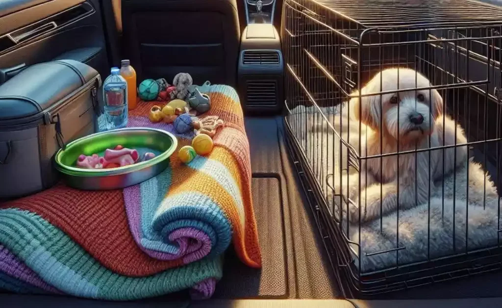 Dog-getting-ready-for-travel-crate-training