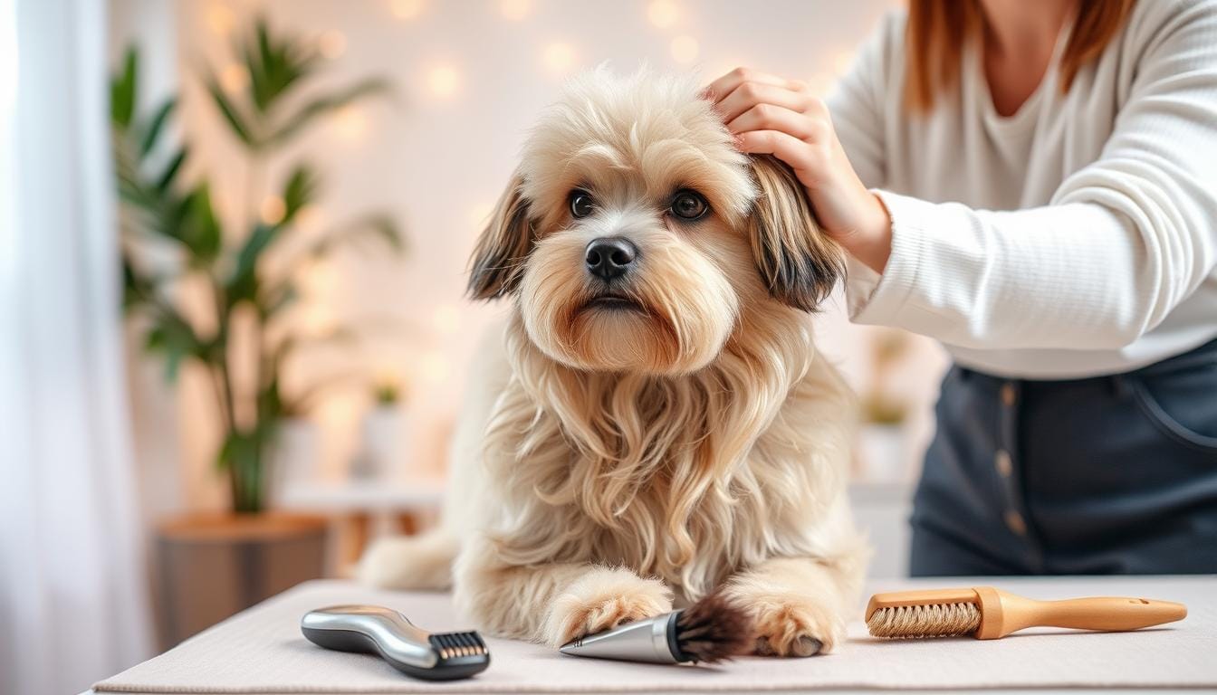 Dog-receiving-treats-during-grooming
