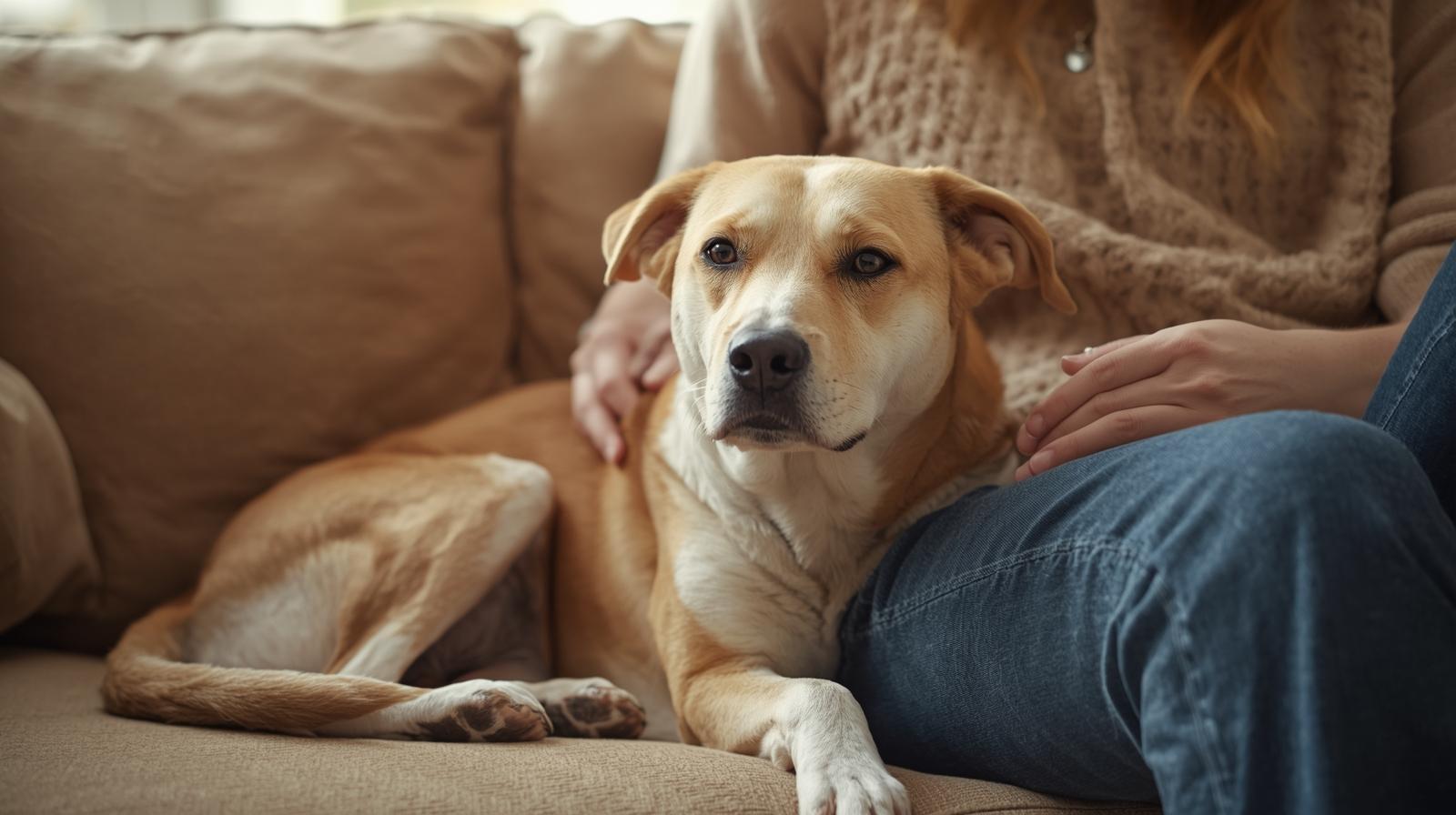 calm-dog-sitting-quietly-with-owner-after-training